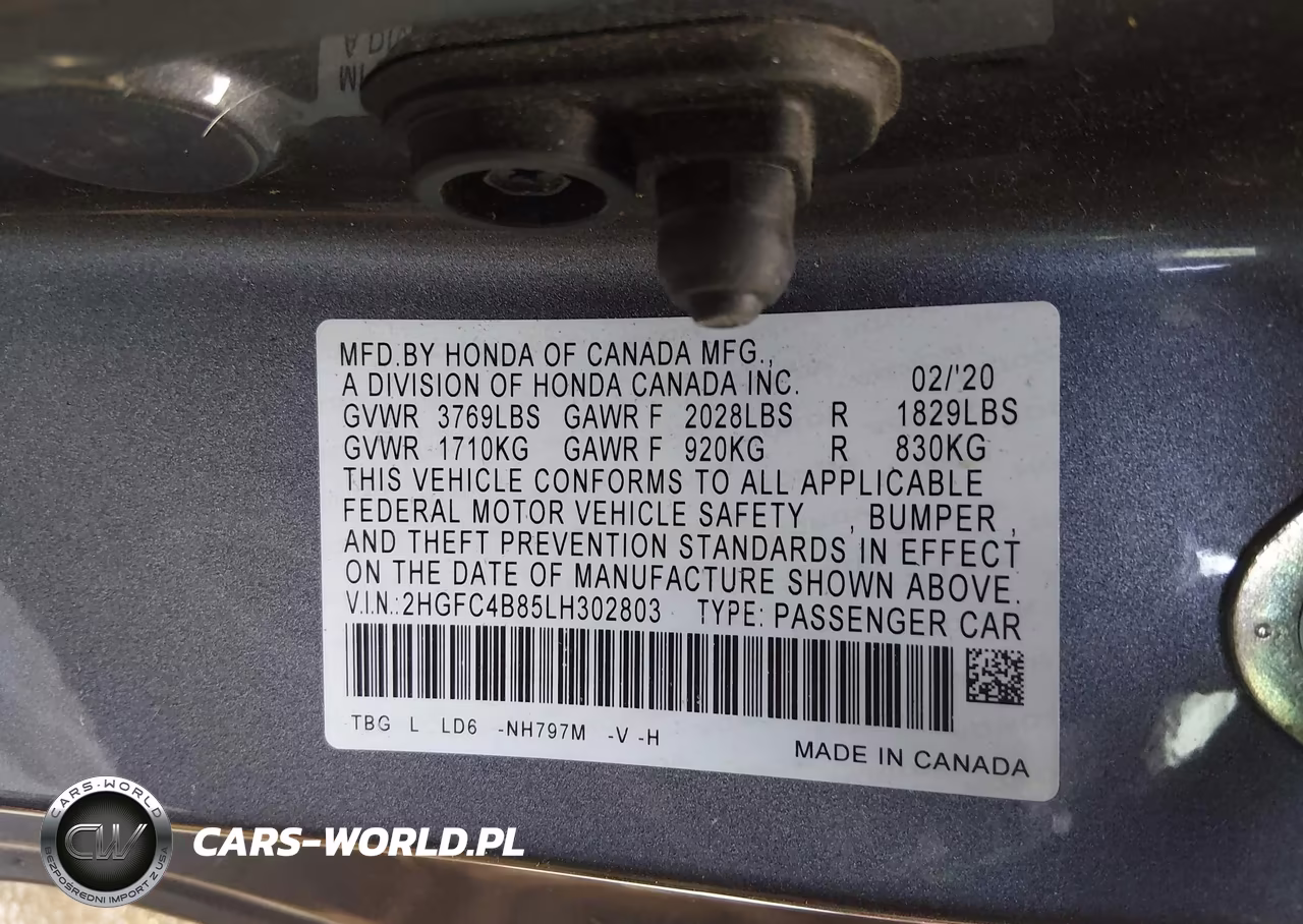 2020 Honda Civic Sport VIN:2HGFC4B85LH302803 - 9