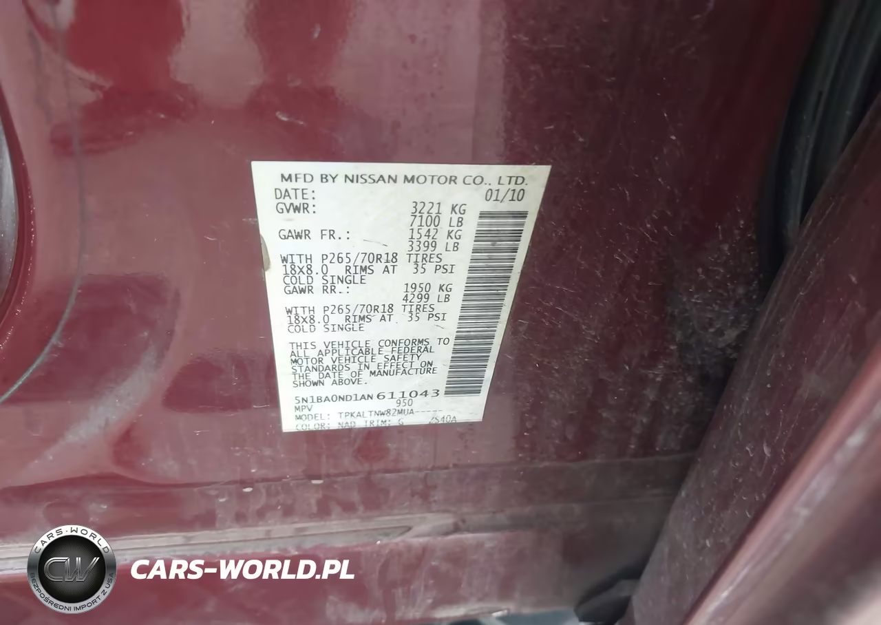 2010 Nissan Armada Se VIN:5N1BA0ND1AN611043 - 9