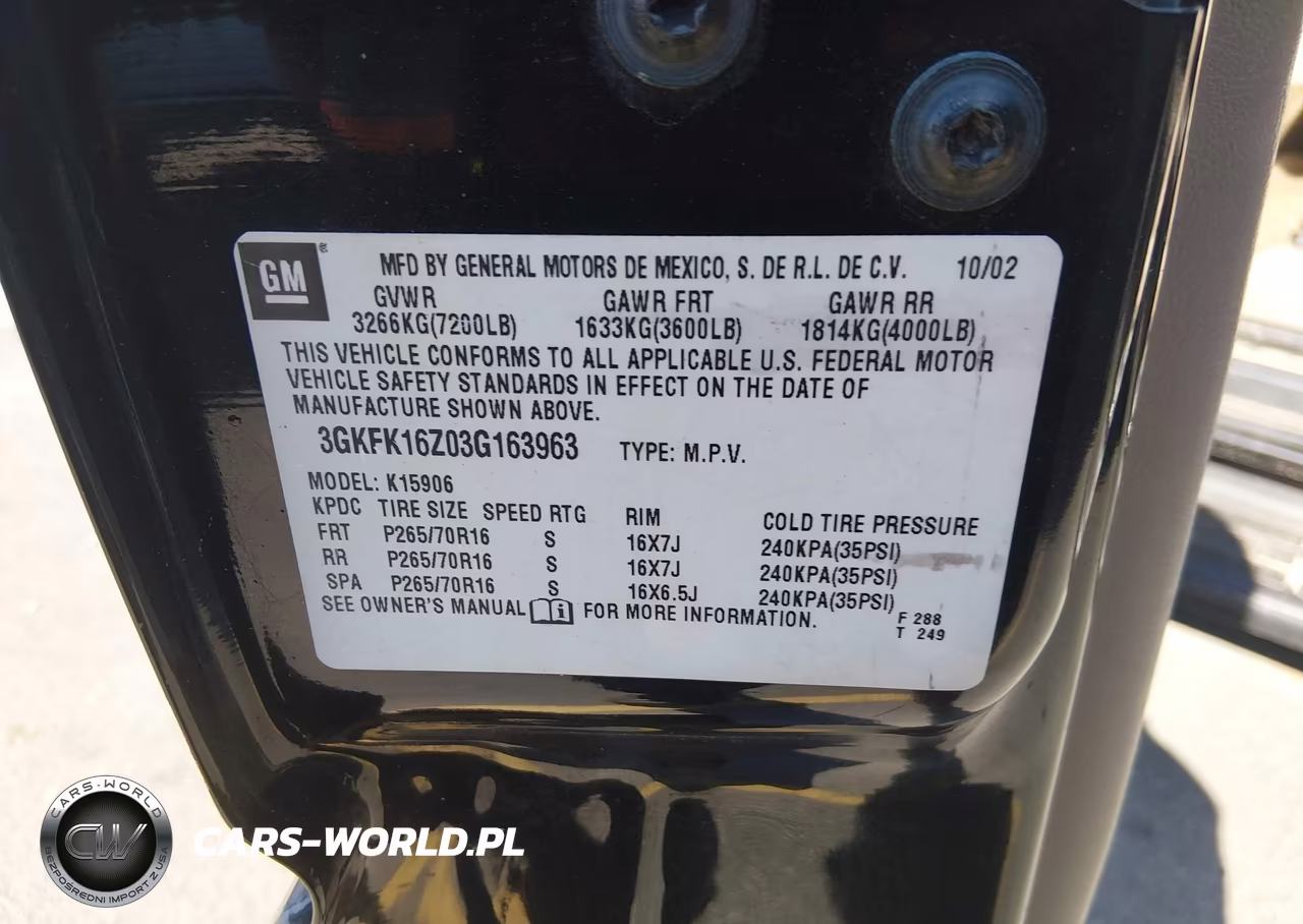 2003 GMC Yukon Xl 1500 Slt VIN:3GKFK16Z03G163963 - 9