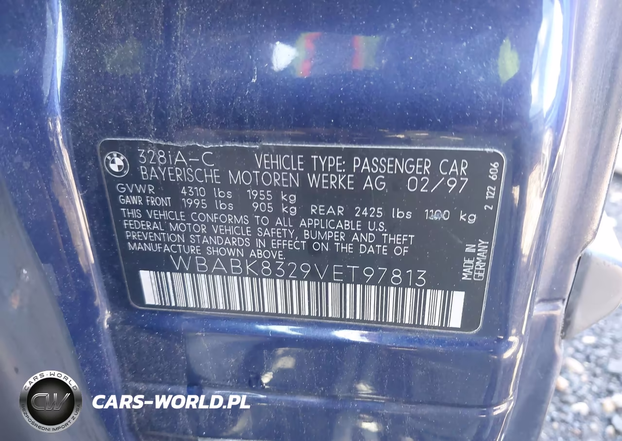 1997 BMW 328Ic VIN:WBABK8329VET97813 - 9