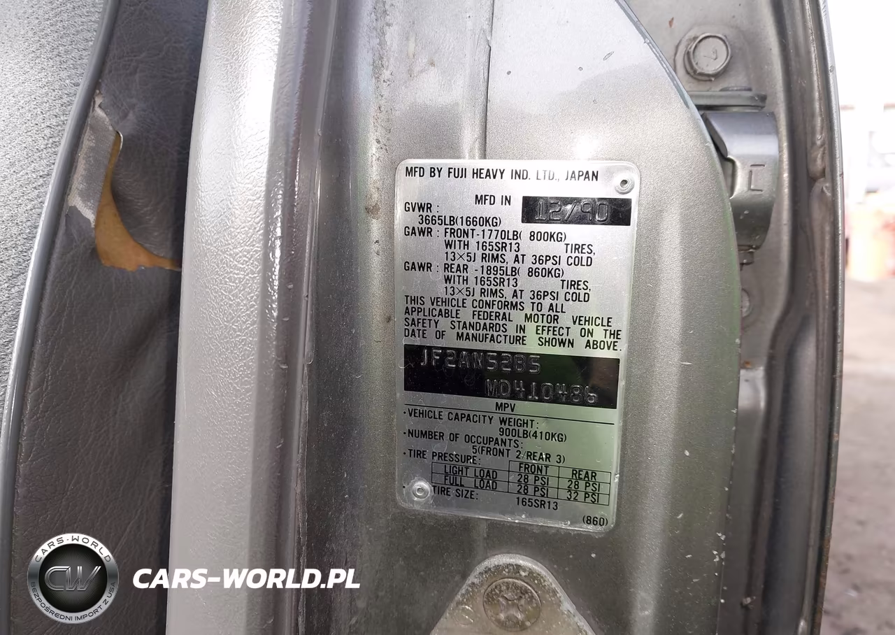 1991 Subaru Loyale VIN:JF2AN52B5MD410486 - 9