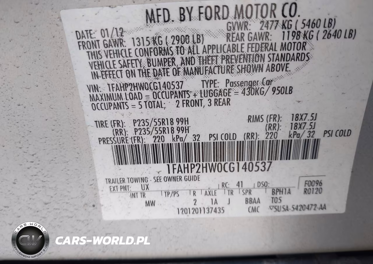 2012 Ford Taurus Sel VIN:1FAHP2HW0CG140537 - 9