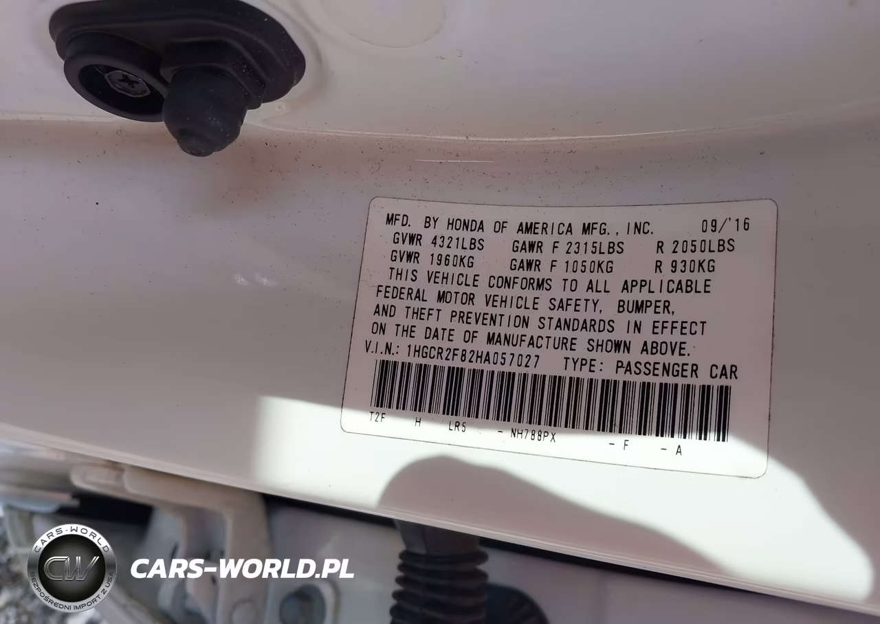 2017 Honda Accord Ex-L VIN:1HGCR2F82HA057027 - 9