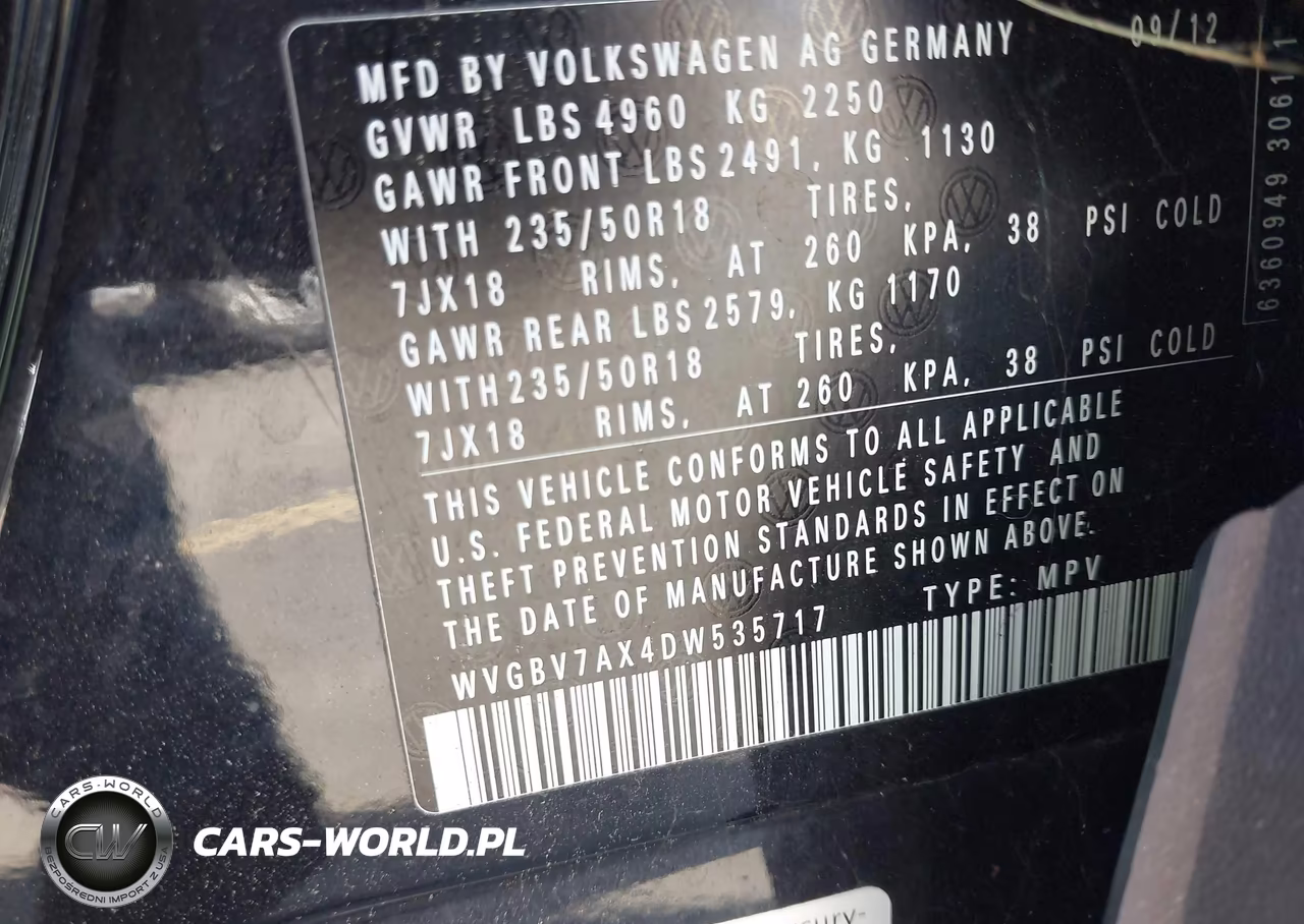 2013 Volkswagen Tiguan Se VIN:WVGBV7AX4DW535717 - 9