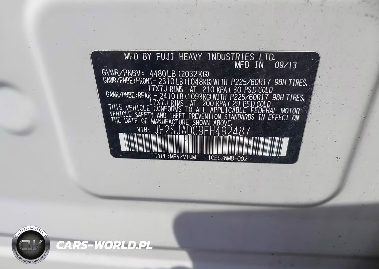 2014 Subaru Forester 2.5I Premium VIN:JF2SJADC9EH492487 - 9