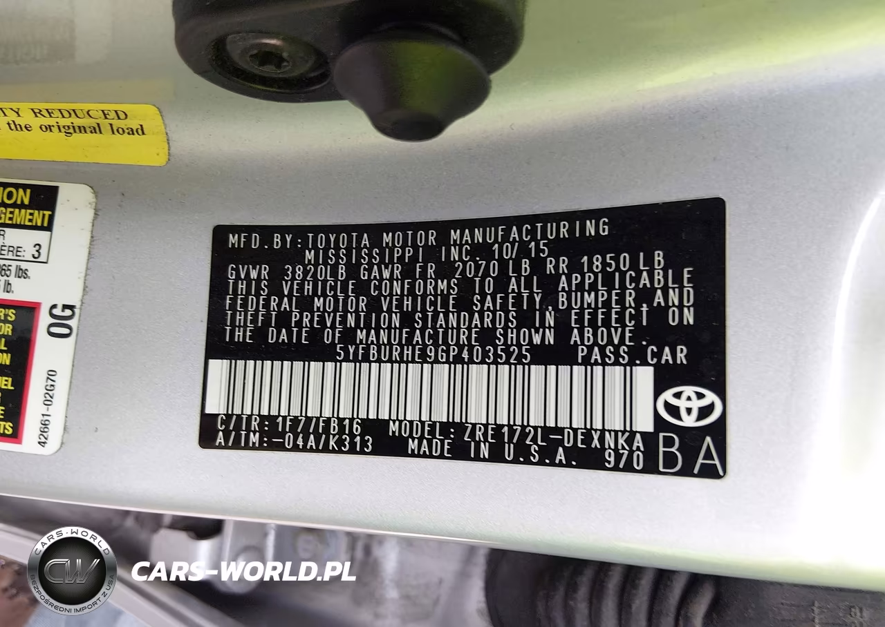 2016 Toyota Corolla Le Plus VIN:5YFBURHE9GP403525 - 9