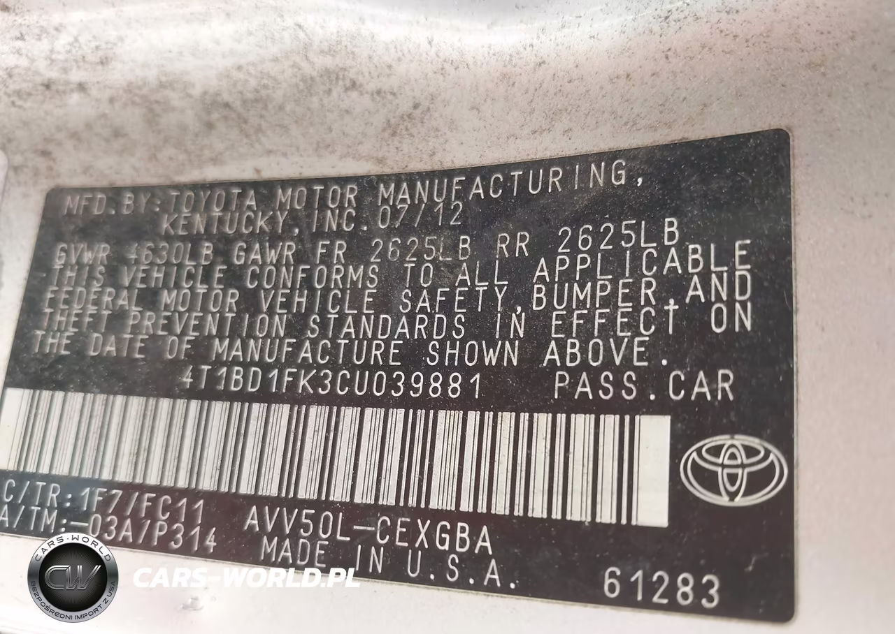 2012 Toyota Camry Hybrid Xle VIN:4T1BD1FK3CU039881 - 9