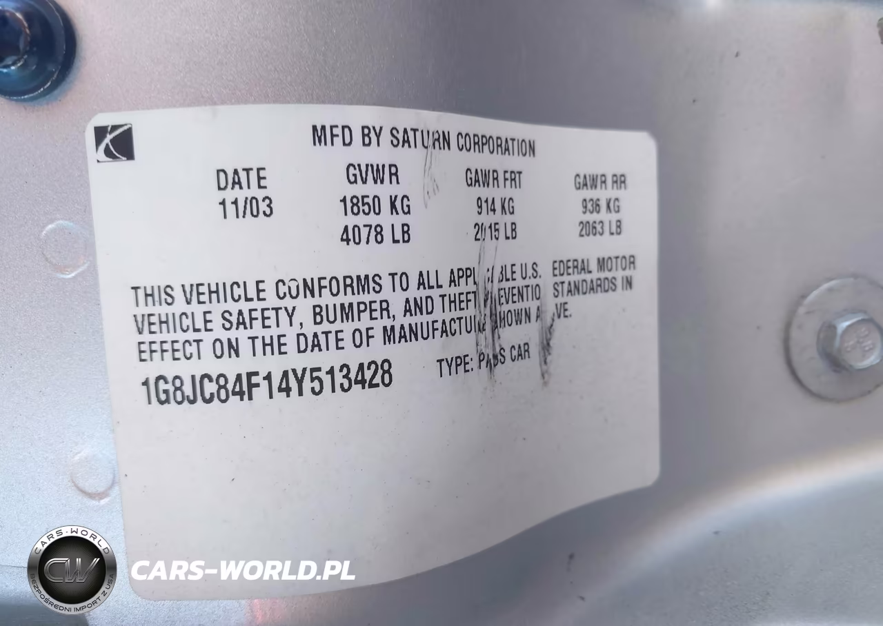 2004 Saturn L300 1 VIN:1G8JC84F14Y513428 - 9