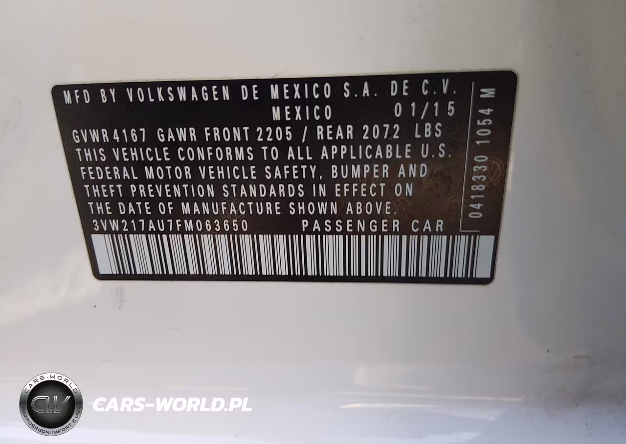 2015 Volkswagen Golf VIN:3VW217AU7FM063650 - 9