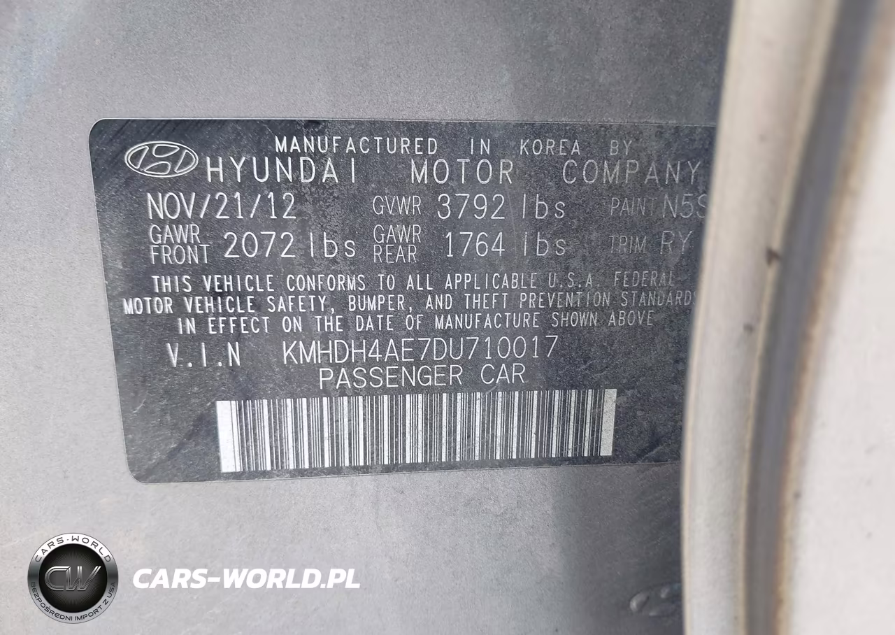 2013 Hyundai Elantra Limited VIN:KMHDH4AE7DU710017 - 9
