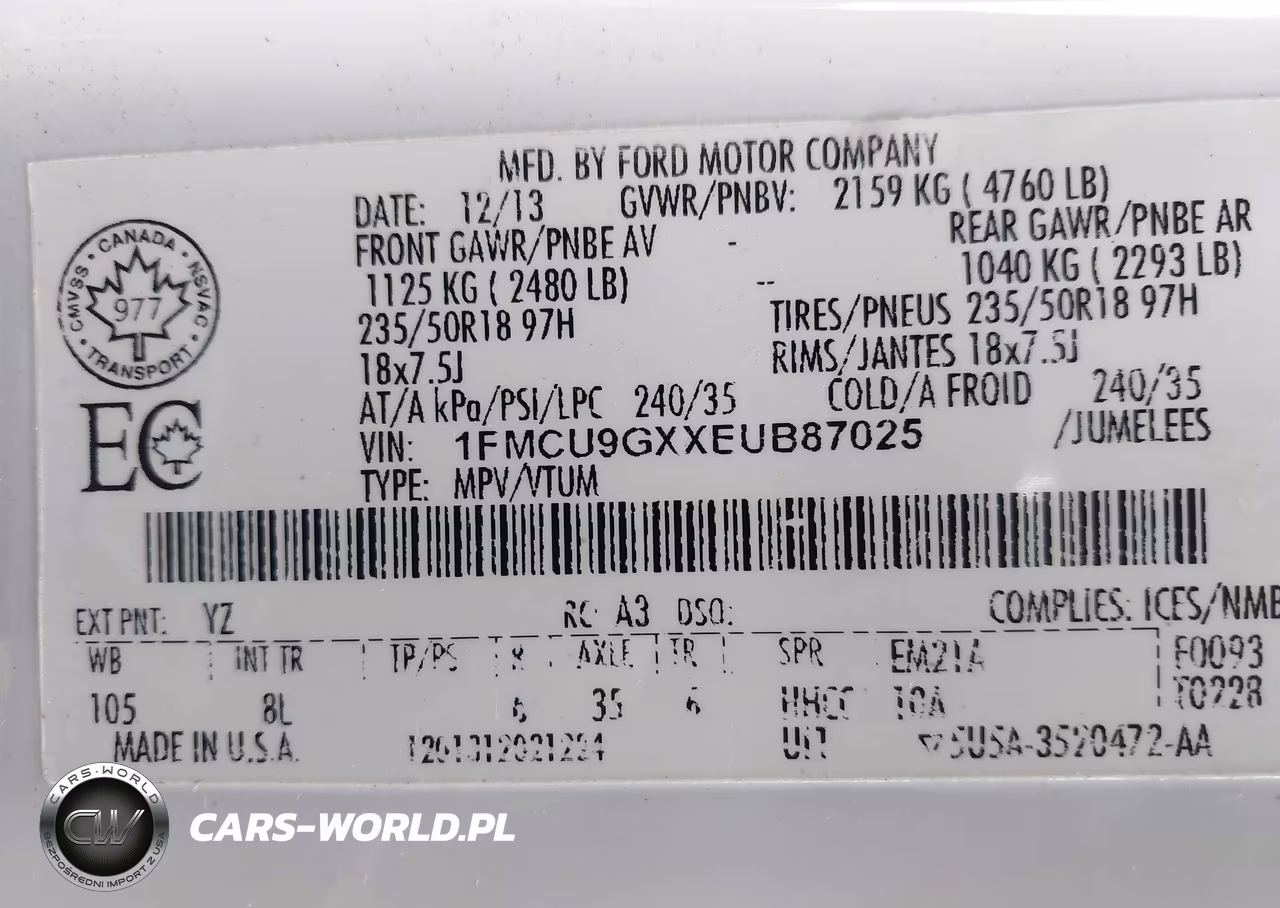 2014 Ford Escape Se VIN:1FMCU9GXXEUB87025 - 9