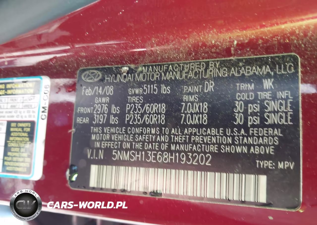 2008 Hyundai Santa Fe Limited-Se VIN:5NMSH13E68H193202 - 9