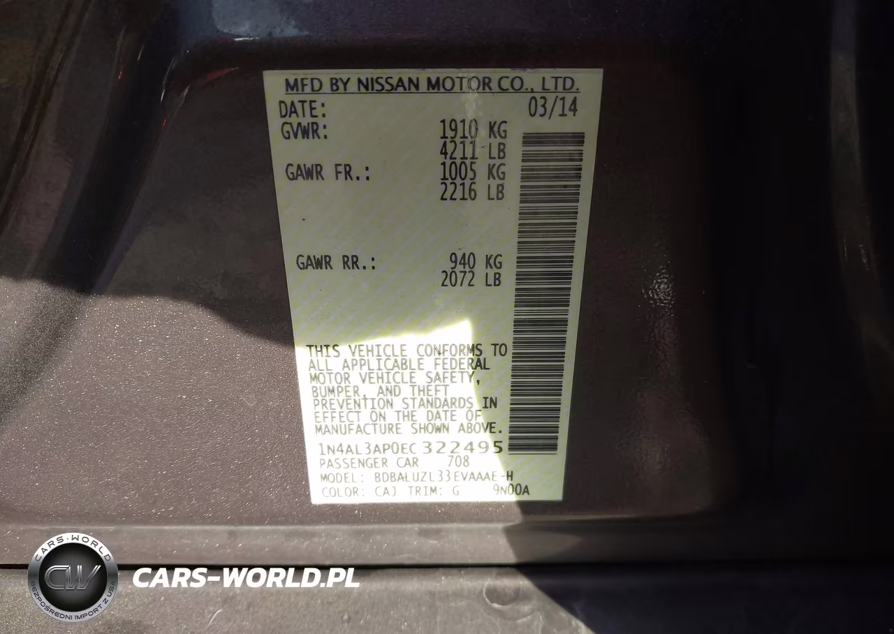 2014 Nissan Altima 2.5 Sv VIN:1N4AL3AP0EC322495 - 9