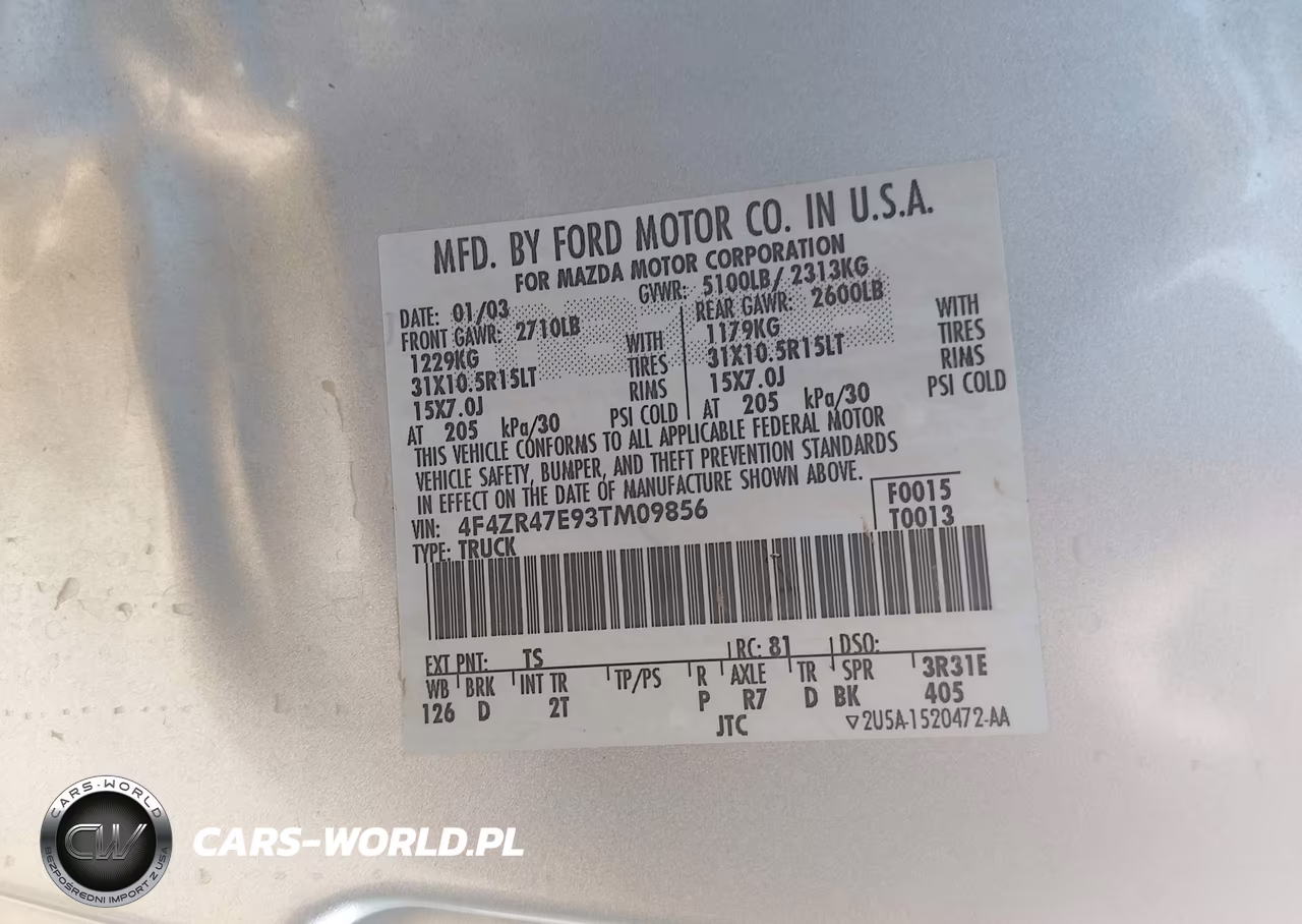 2003 Mazda B4000 Se VIN:4F4ZR47E93TM09856 - 9