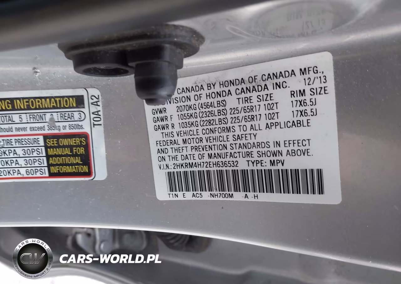 2014 Honda Cr-V Ex-L VIN:2HKRM4H72EH636532 - 9