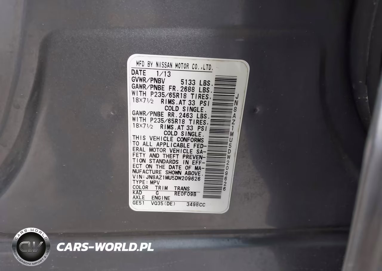 2013 Nissan Murano Sl VIN:JN8AZ1MU5DW209626 - 9