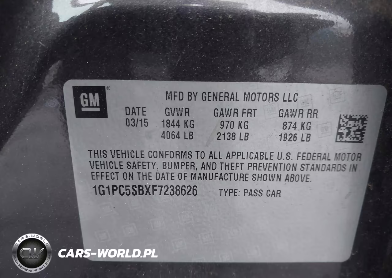 2015 Chevrolet Cruze 1Lt Auto VIN:1G1PC5SBXF7238626 - 9