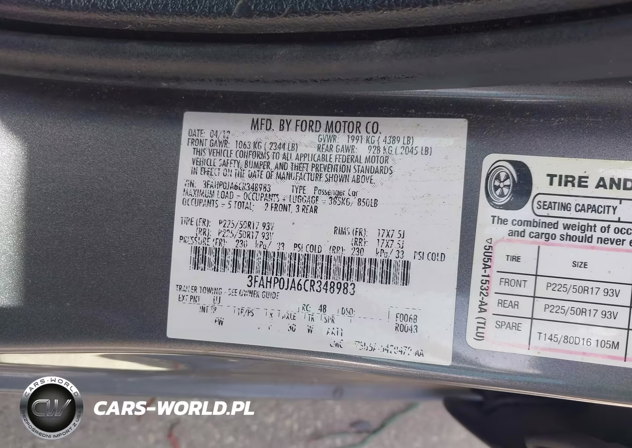 2012 Ford Fusion Sel VIN:3FAHP0JA6CR348983 - 9