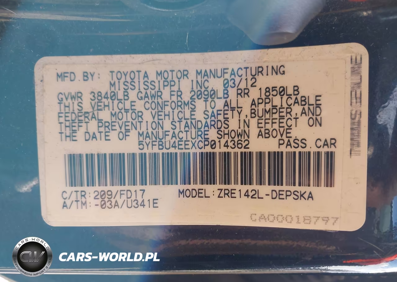 2012 Toyota Corolla S VIN:5YFBU4EEXCP014362 - 9