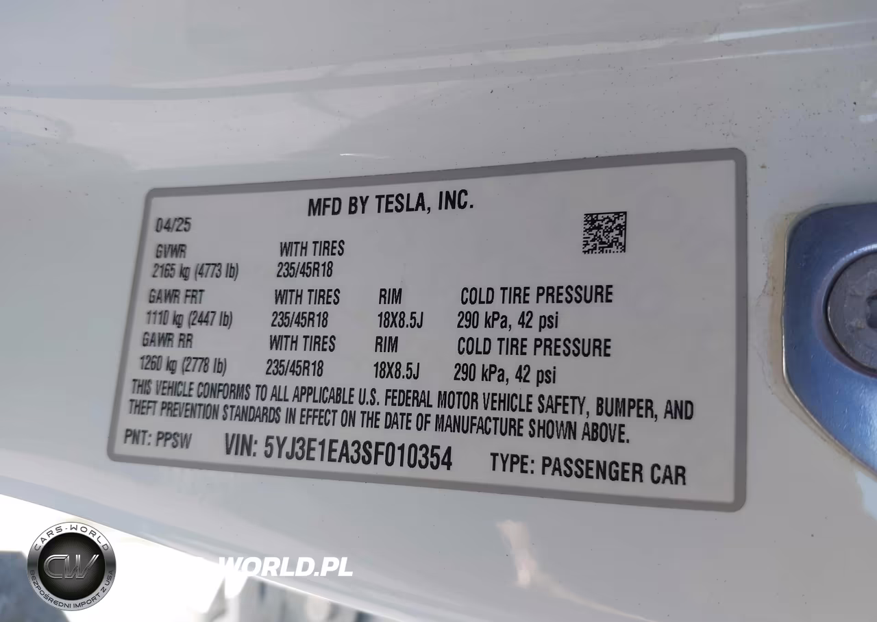 2025 Tesla Model 3 Long Range Rear-Wheel Drive-Standard Rear-Wheel Drive VIN:5YJ3E1EA3SF010354 - 9