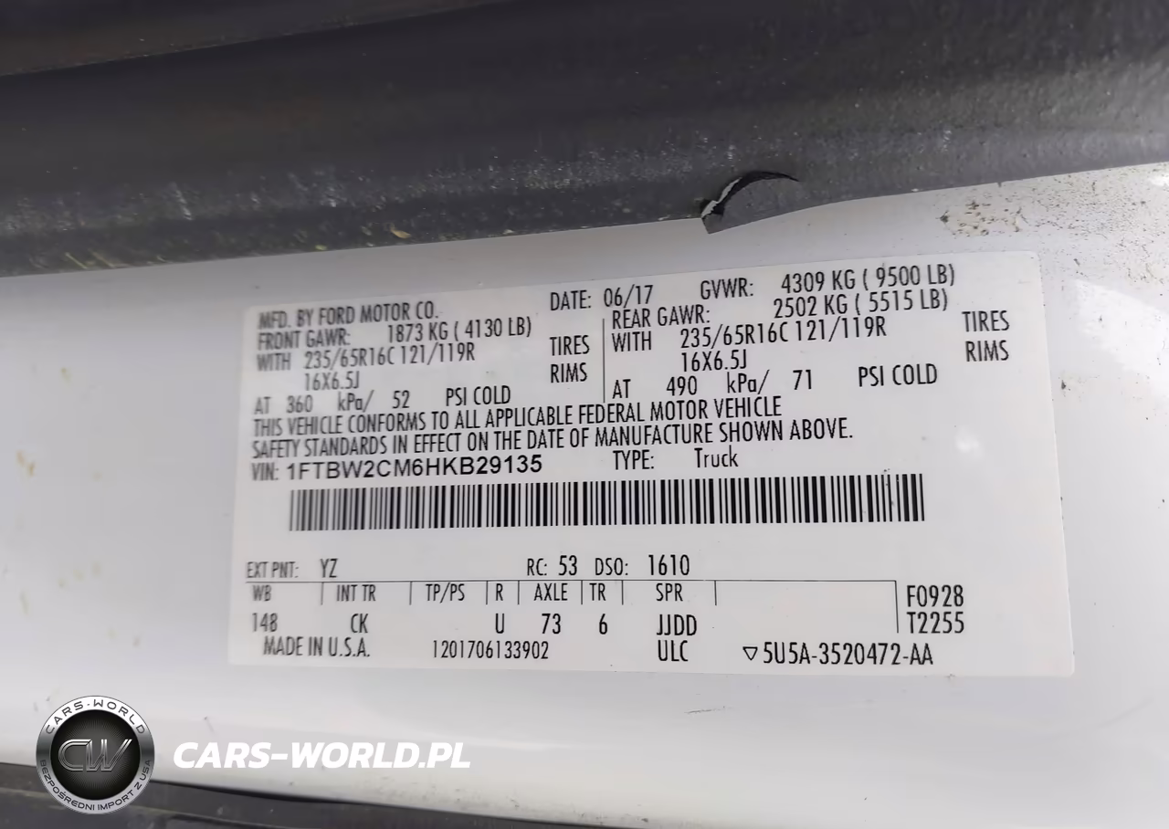 2017 Ford Transit-350 VIN:1FTBW2CM6HKB29135 - 9