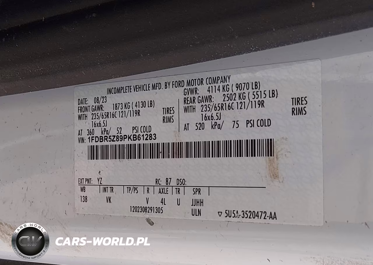 2023 Ford Transit-250 Cab VIN:1FDBR5Z89PKB61283 - 9