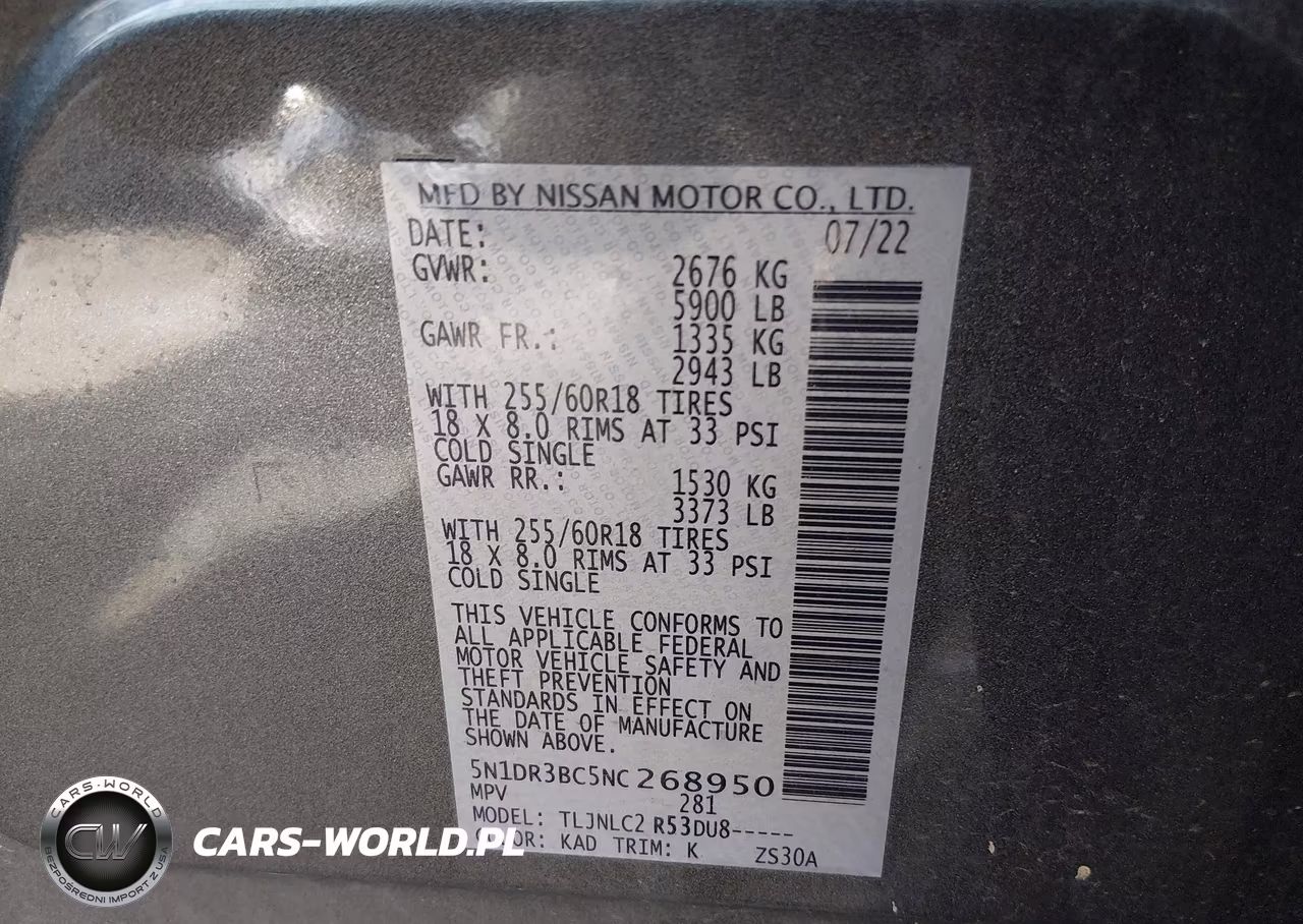 2022 Nissan Pathfinder Sv 4Wd VIN:5N1DR3BC5NC268950 - 9