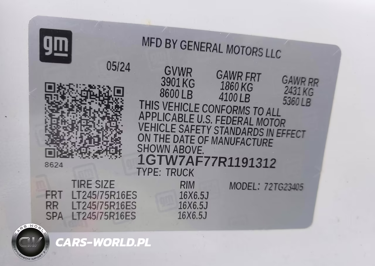 2024 GMC Savana Cargo Rwd 2500 Regular Wheelbase Work Van VIN:1GTW7AF77R1191312 - 9