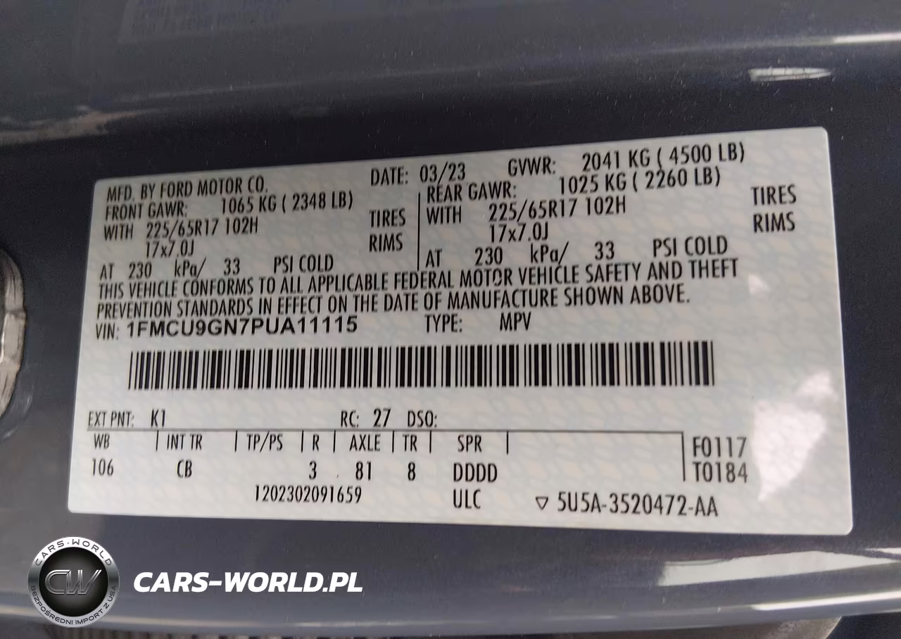 2023 Ford Escape Active VIN:1FMCU9GN7PUA11115 - 9