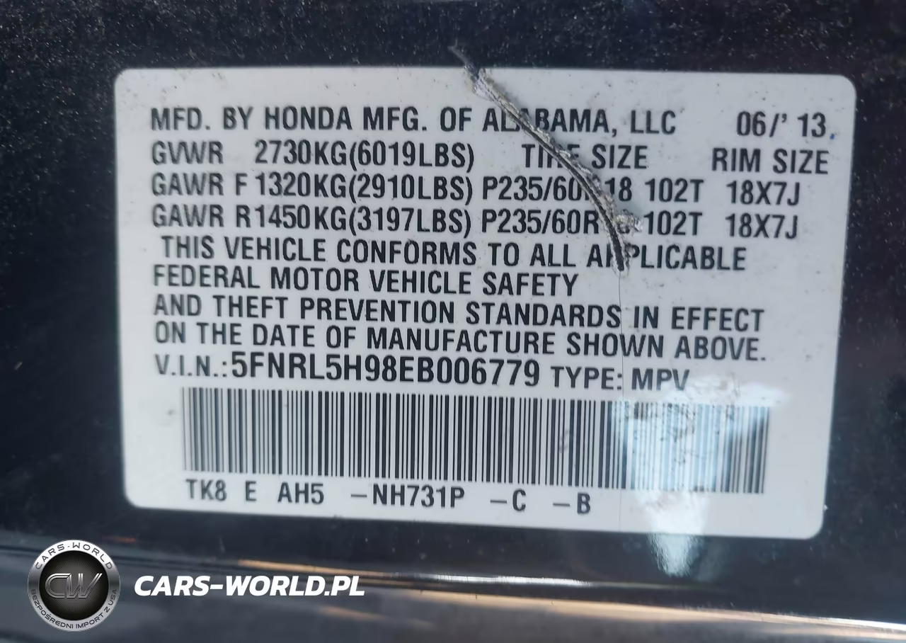 2014 Honda Odyssey Touring-Touring Elite VIN:5FNRL5H98EB006779 - 9