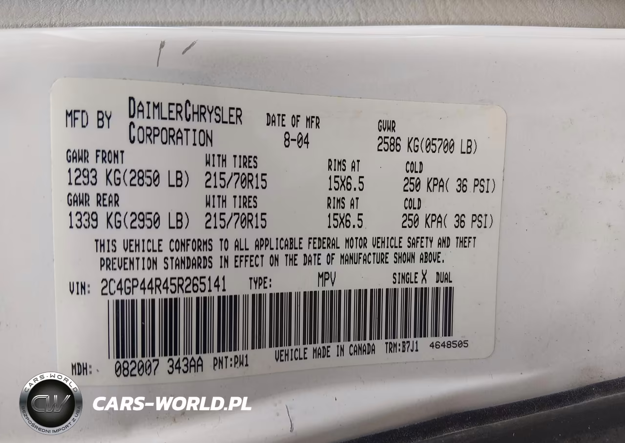2005 Chrysler Town & Country Lx VIN:2C4GP44R45R265141 - 9