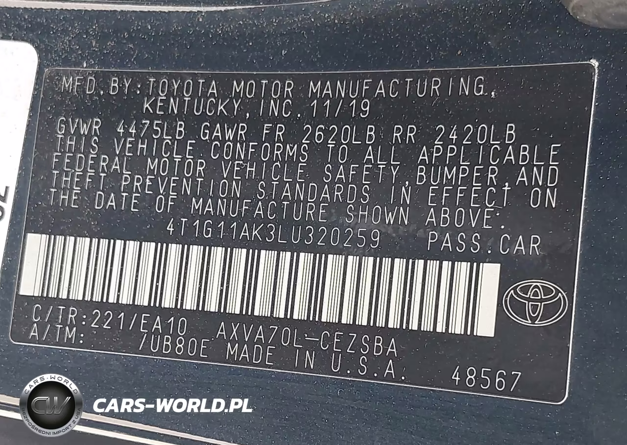 2020 Toyota Camry Se VIN:4T1G11AK3LU320259 - 9