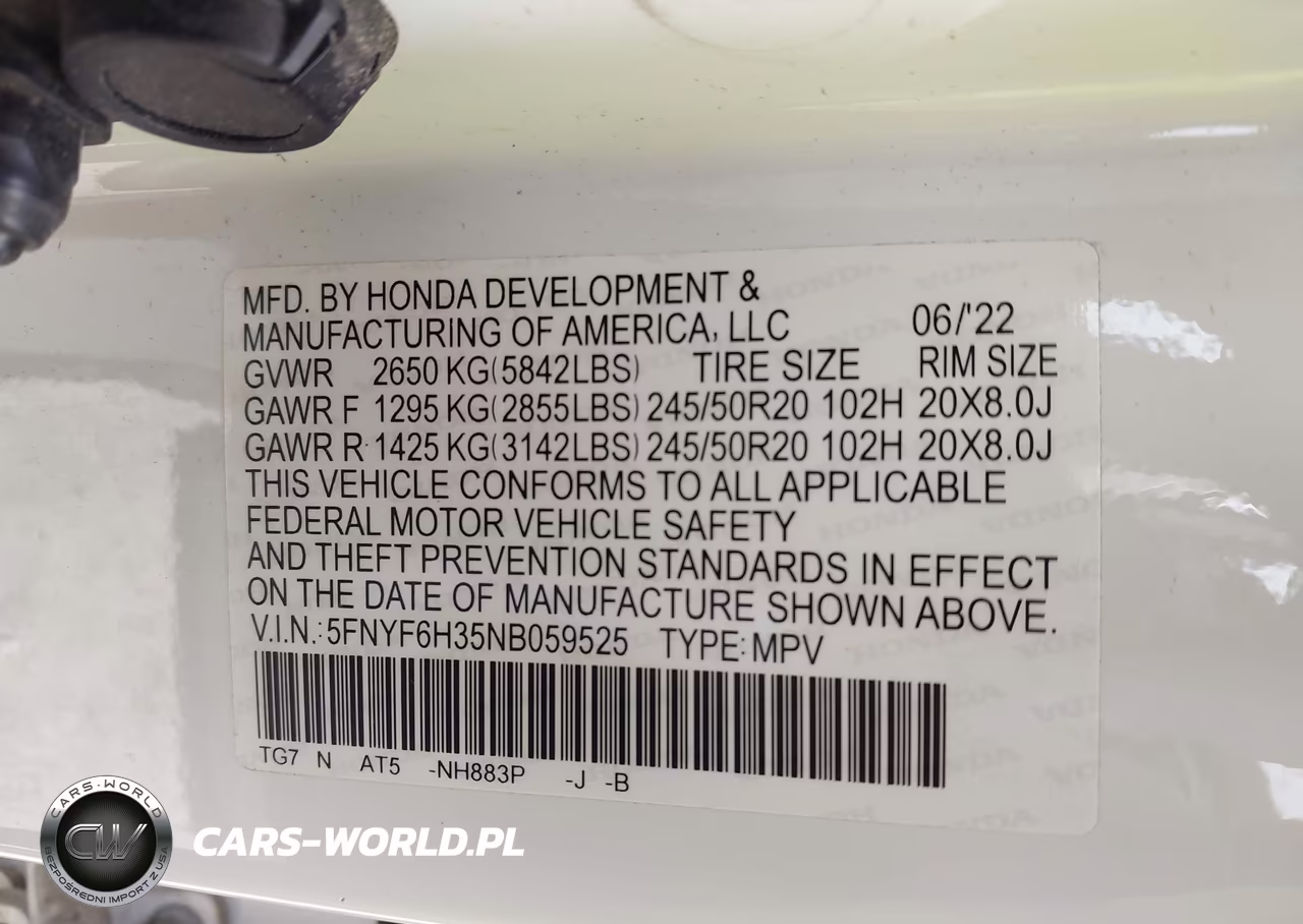 2022 Honda Pilot Awd Sport VIN:5FNYF6H35NB059525 - 9