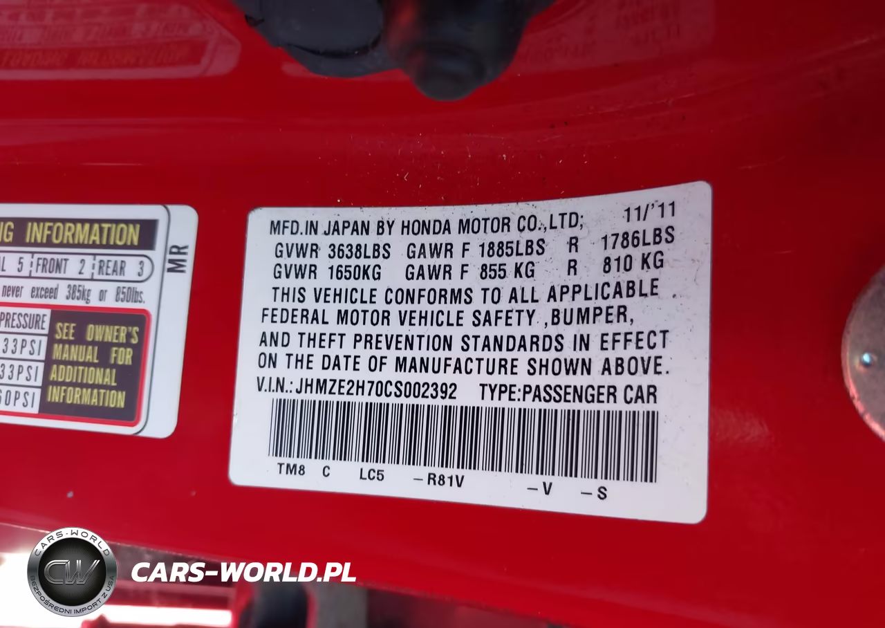 2012 Honda Insight Ex VIN:JHMZE2H70CS002392 - 9