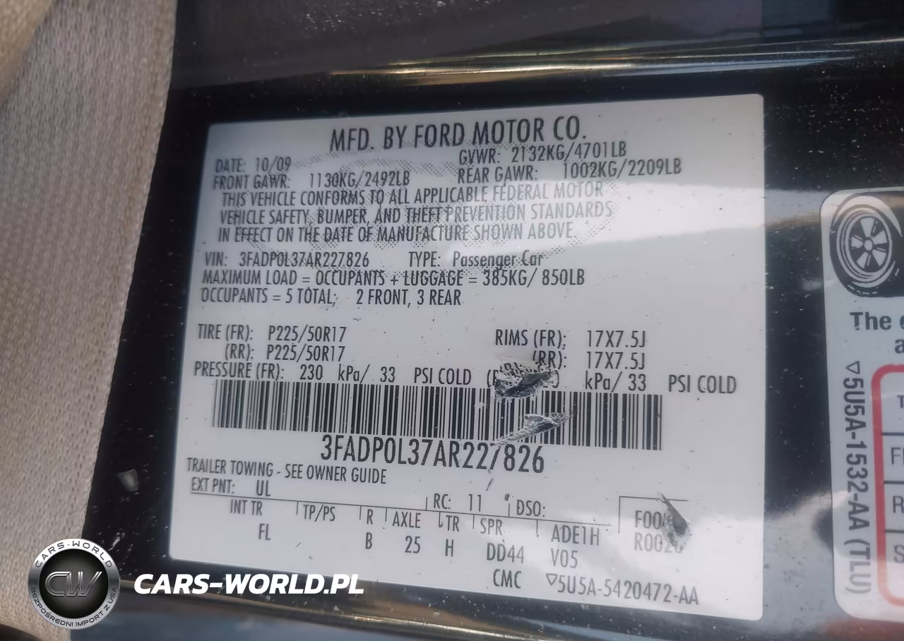 2010 Ford Fusion Hybrid VIN:3FADP0L37AR227826 - 9