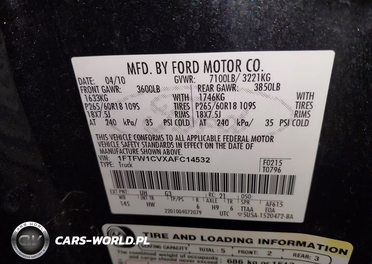 2010 Ford F-150 Lariat VIN:1FTFW1CVXAFC14532 - 9