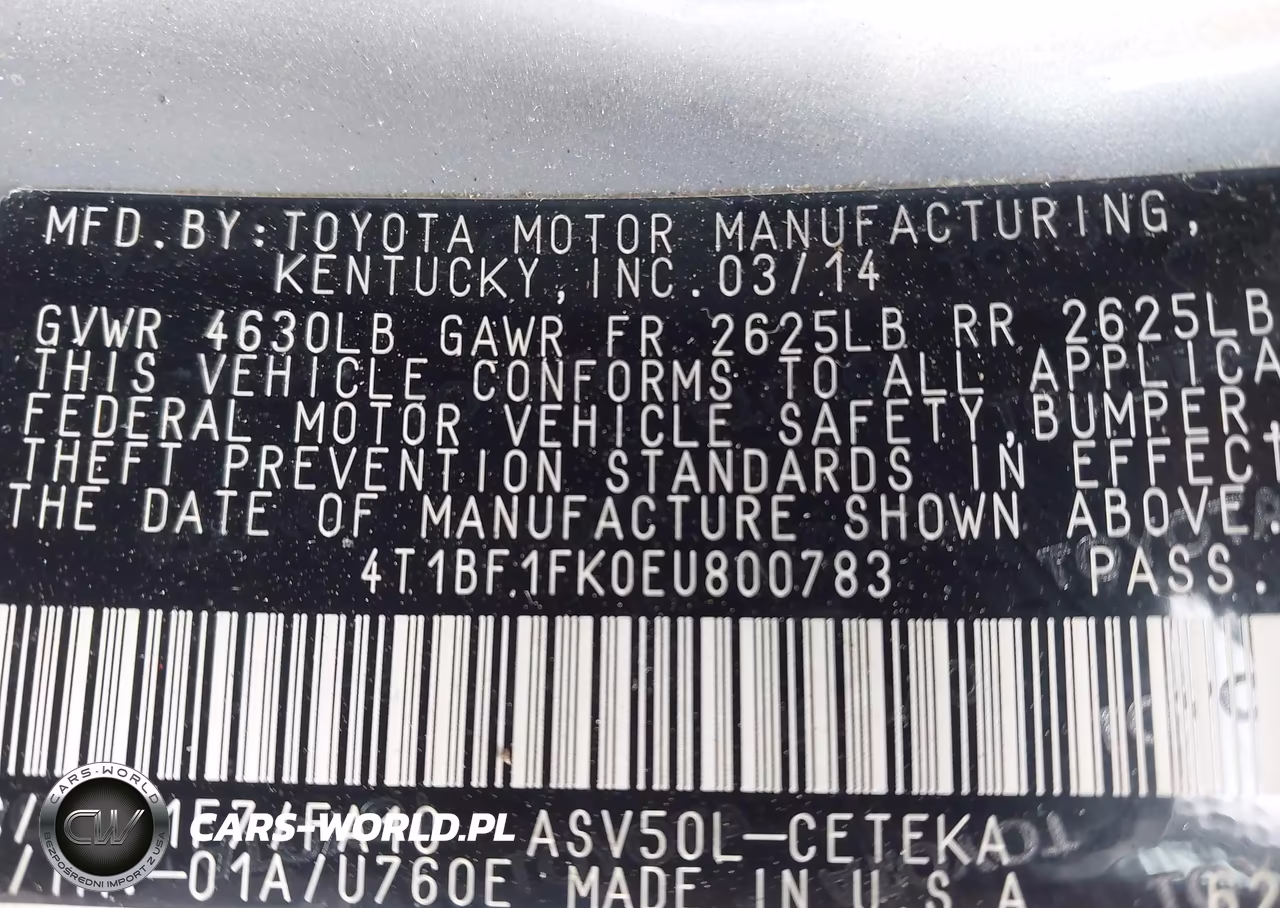 2014 Toyota Camry L VIN:4T1BF1FK0EU800783 - 9
