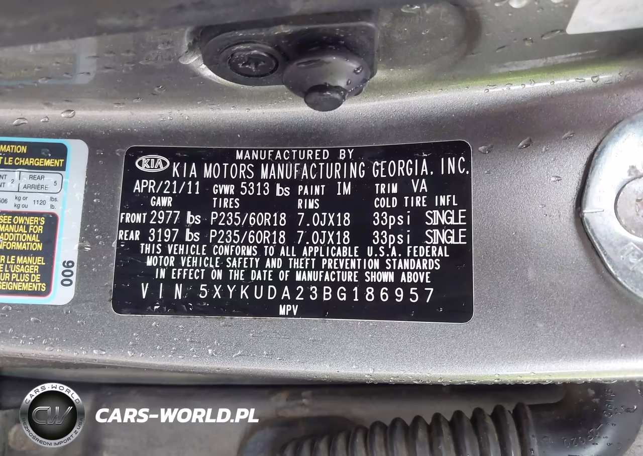 2011 Kia Sorento Ex V6 VIN:5XYKUDA23BG186957 - 9