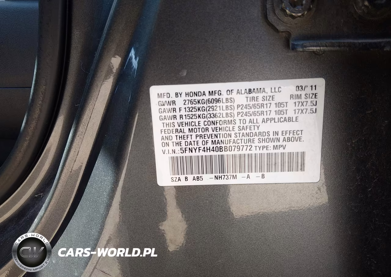 2011 Honda Pilot Ex VIN:5FNYF4H40BB079772 - 9
