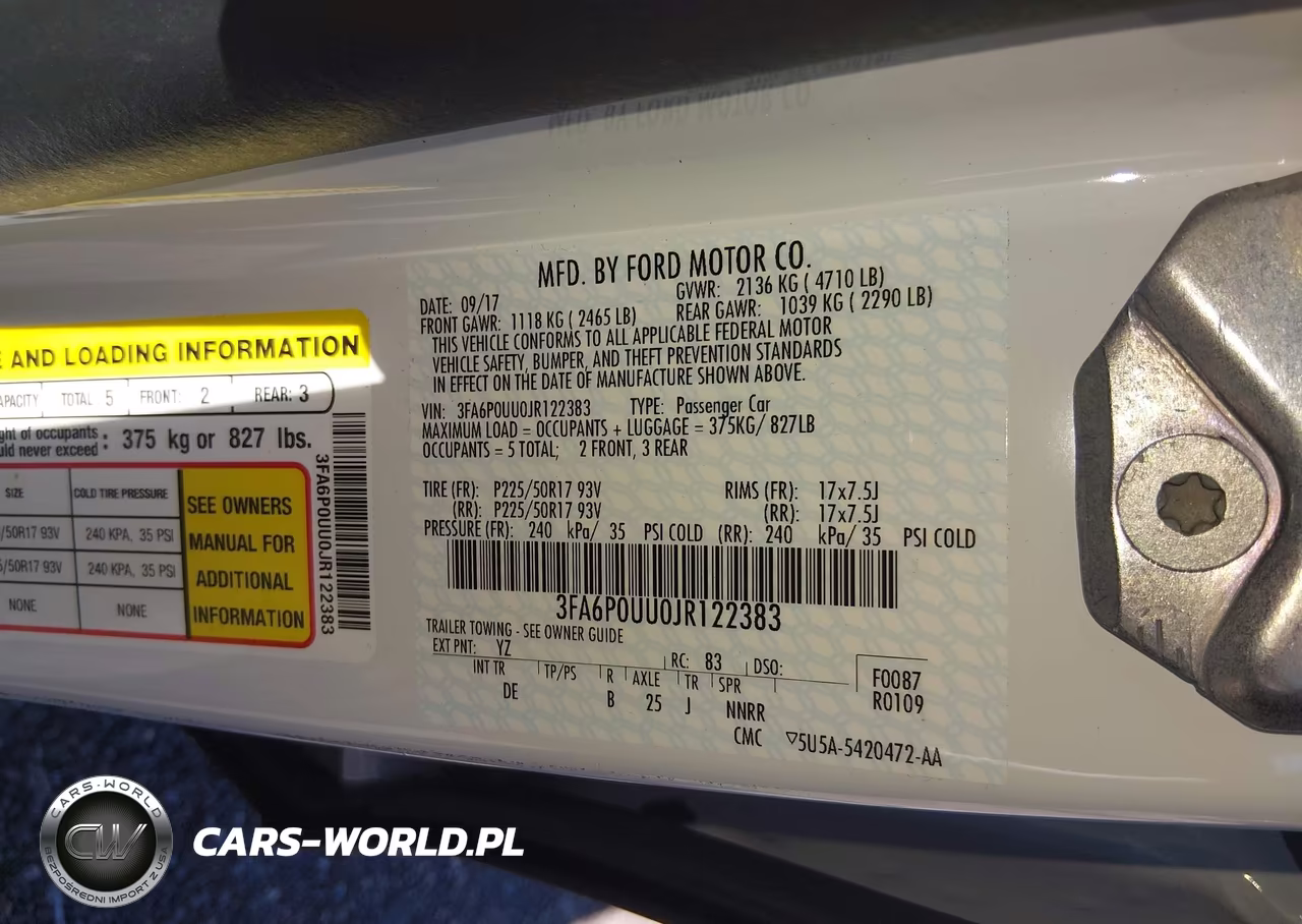 2018 Ford Fusion Hybrid S VIN:3FA6P0UU0JR122383 - 9