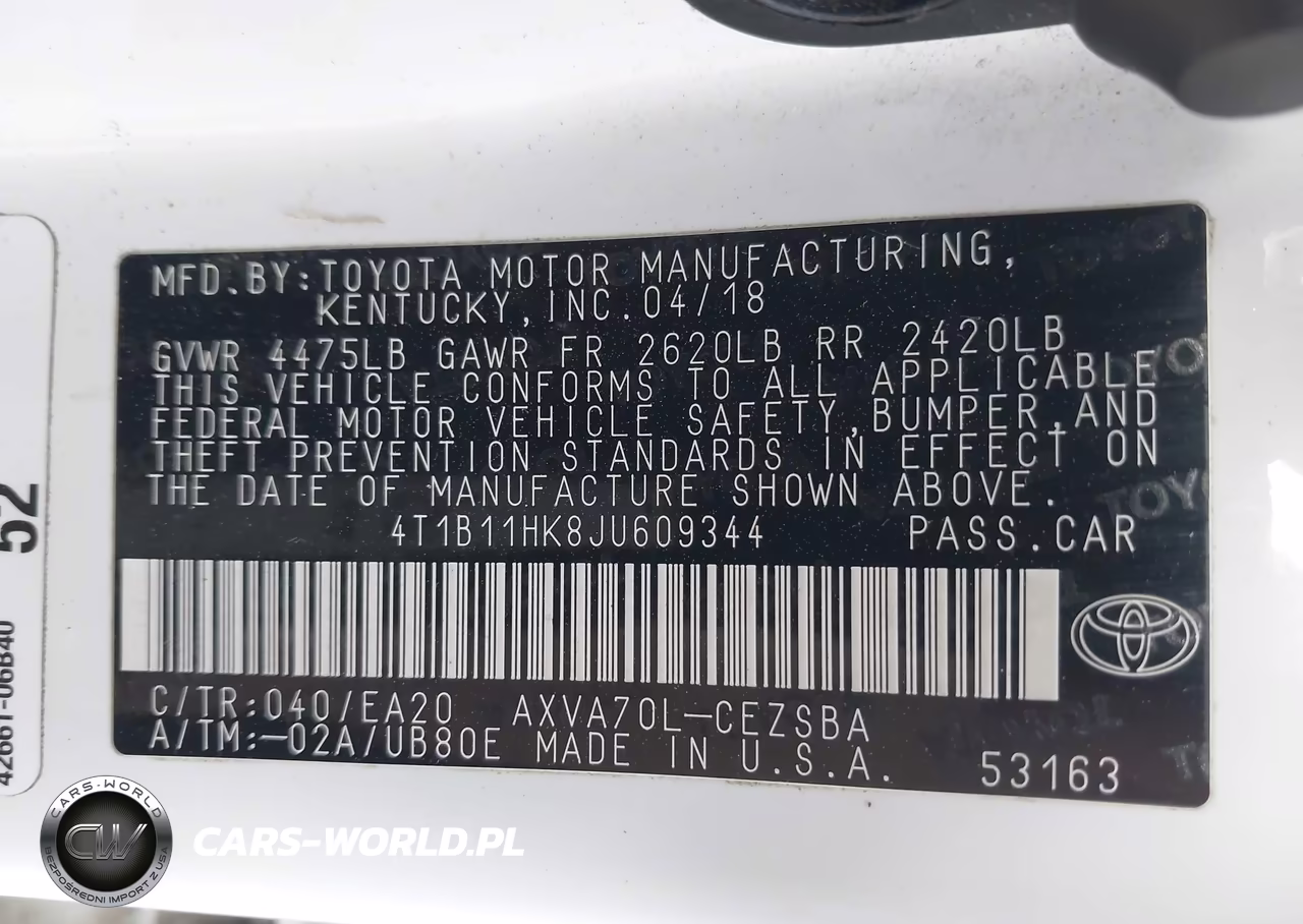 2018 Toyota Camry Se VIN:4T1B11HK8JU609344 - 9