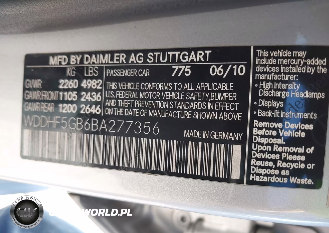 2011 Mercedes-Benz E 350 VIN:WDDHF5GB6BA277356 - 9