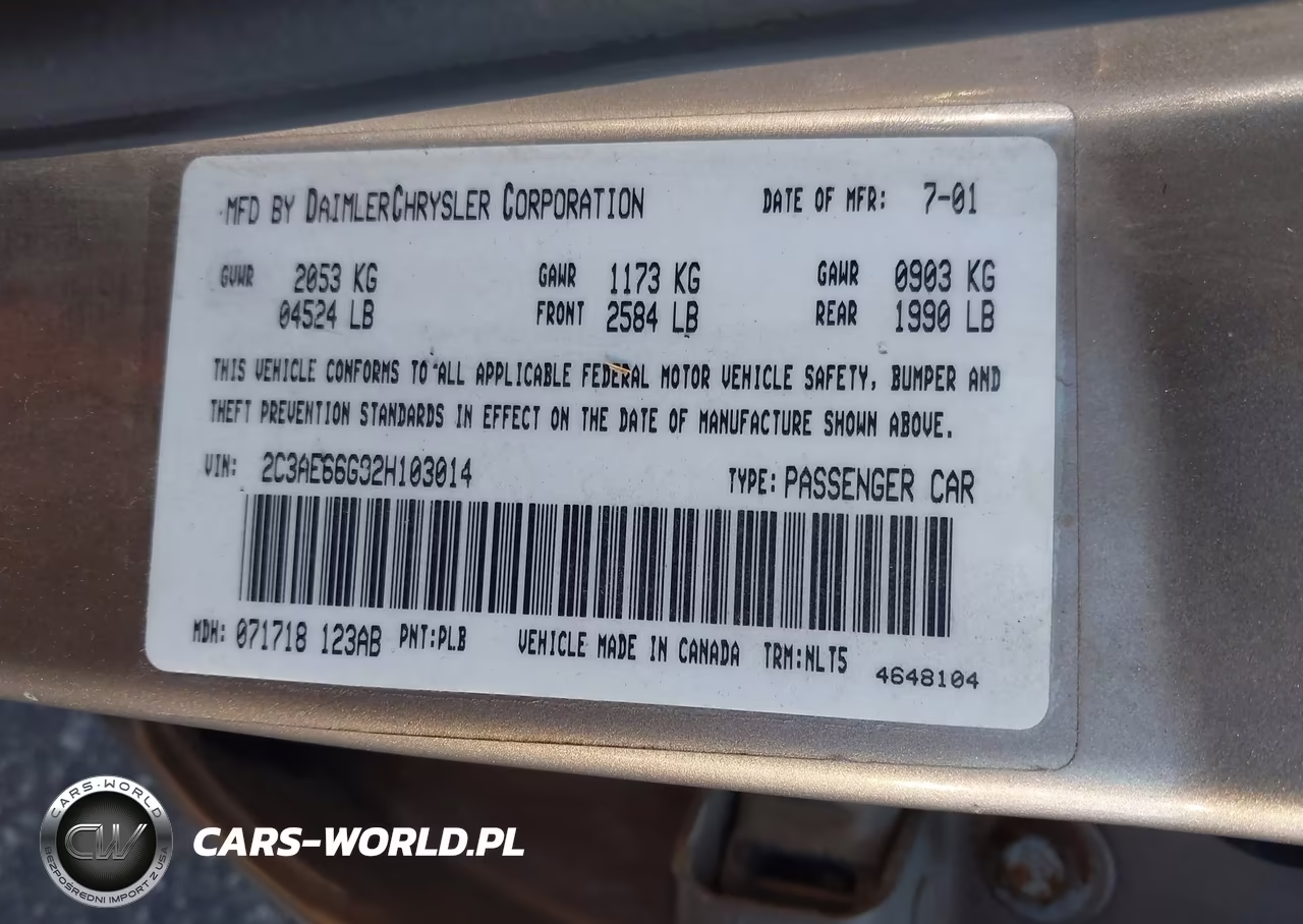 2002 Chrysler 300M VIN:2C3AE66G92H103014 - 9