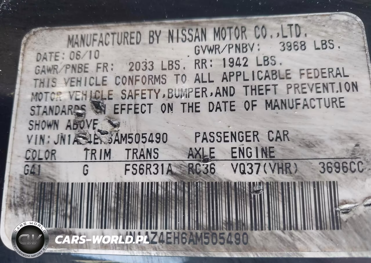 2010 Nissan 370Z VIN:JN1AZ4EH6AM505490 - 9