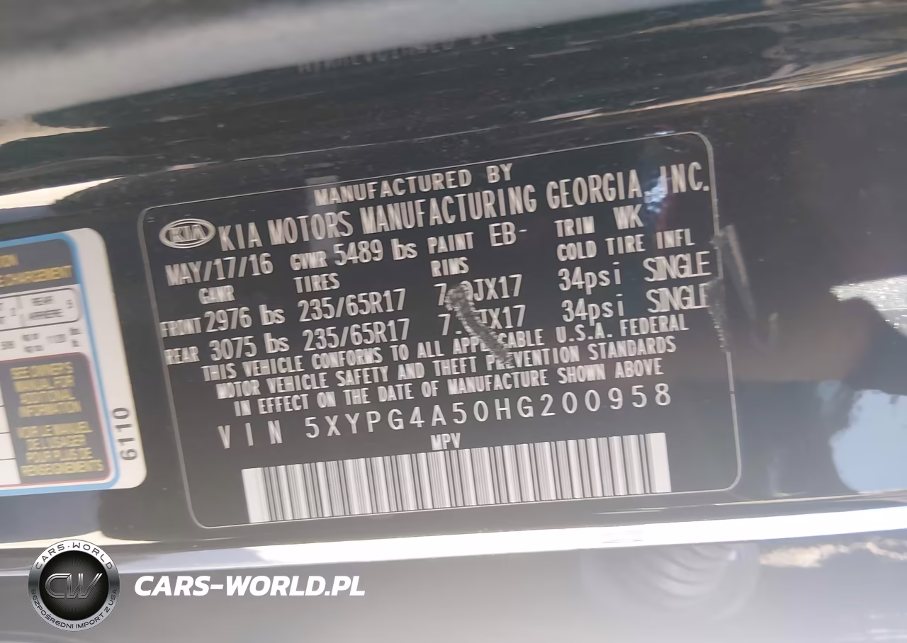 2017 Kia Sorento 3.3L Lx VIN:5XYPG4A50HG200958 - 9