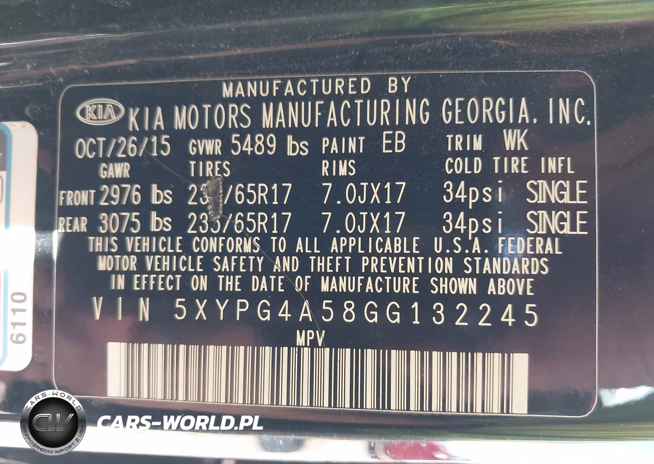 2016 Kia Sorento 3.3L Lx VIN:5XYPG4A58GG132245 - 9