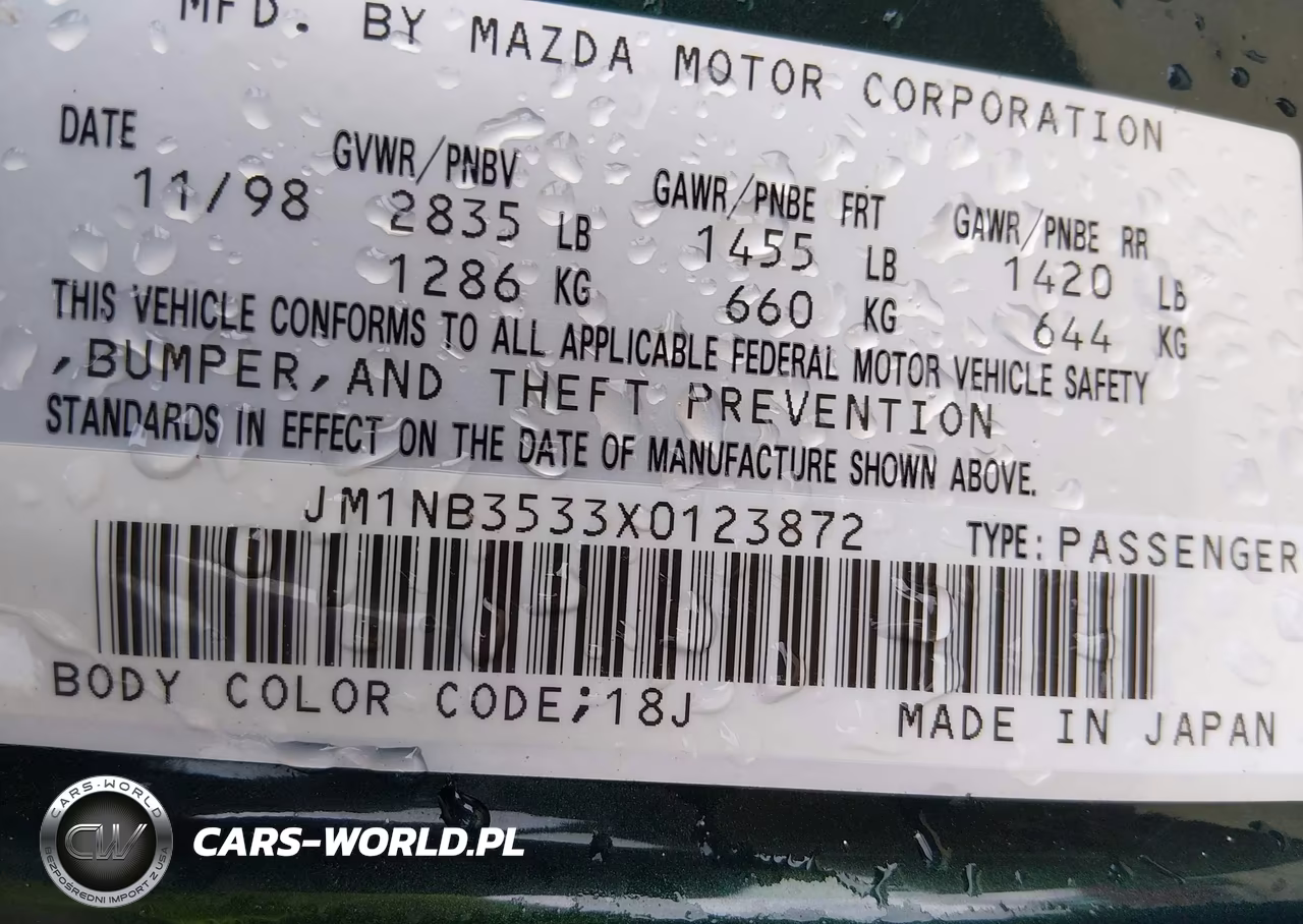 1999 Mazda Mx-5 Miata Leather Pkg-Popular Equipment Pkg-Sports Pkg-Touring Pkg VIN:JM1NB3533X0123872 - 9