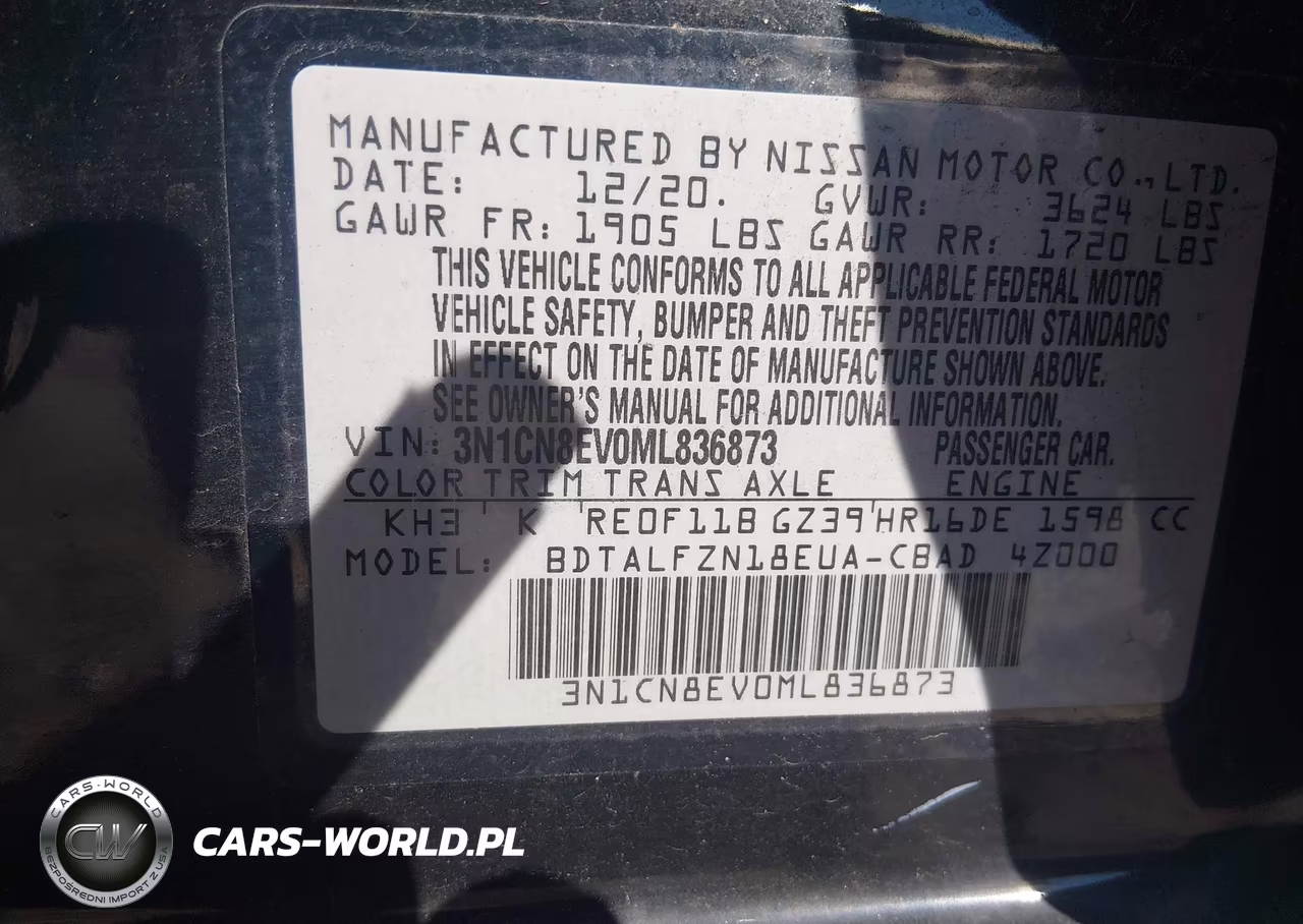 2021 Nissan Versa Sv Xtronic Cvt VIN:3N1CN8EV0ML836873 - 9