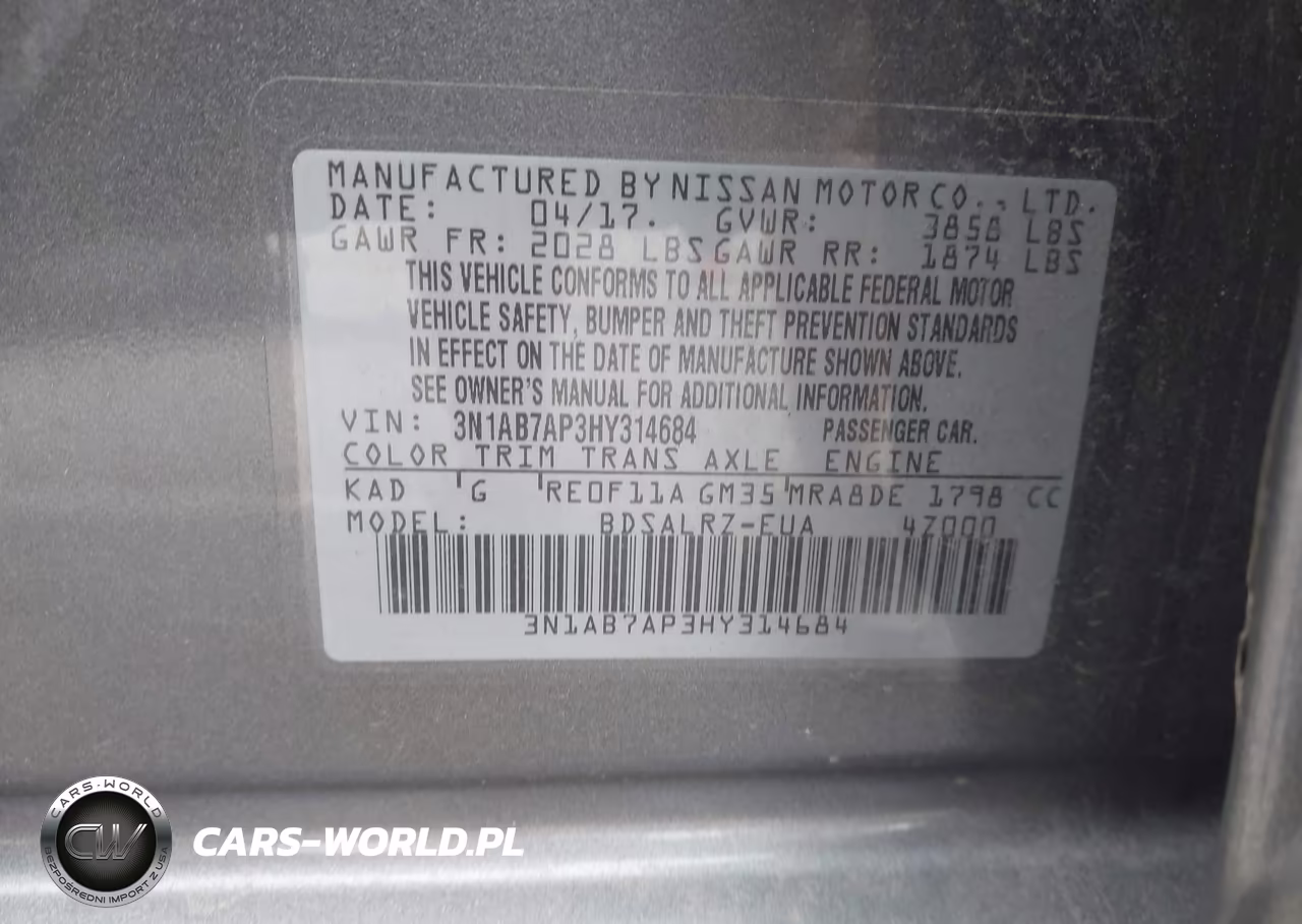 2017 Nissan Sentra Sr VIN:3N1AB7AP3HY314684 - 9