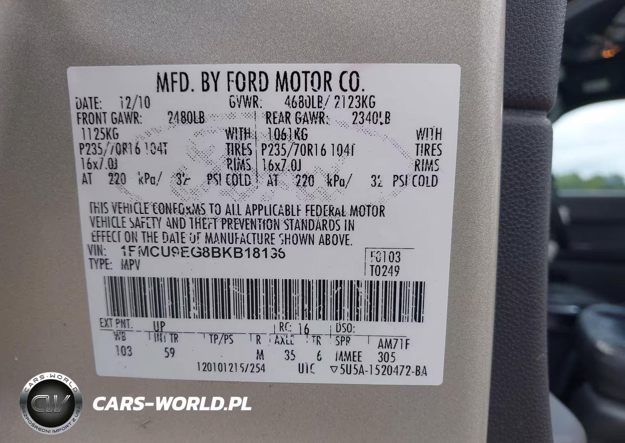 2011 Ford Escape Limited VIN:1FMCU9EG8BKB18196 - 9